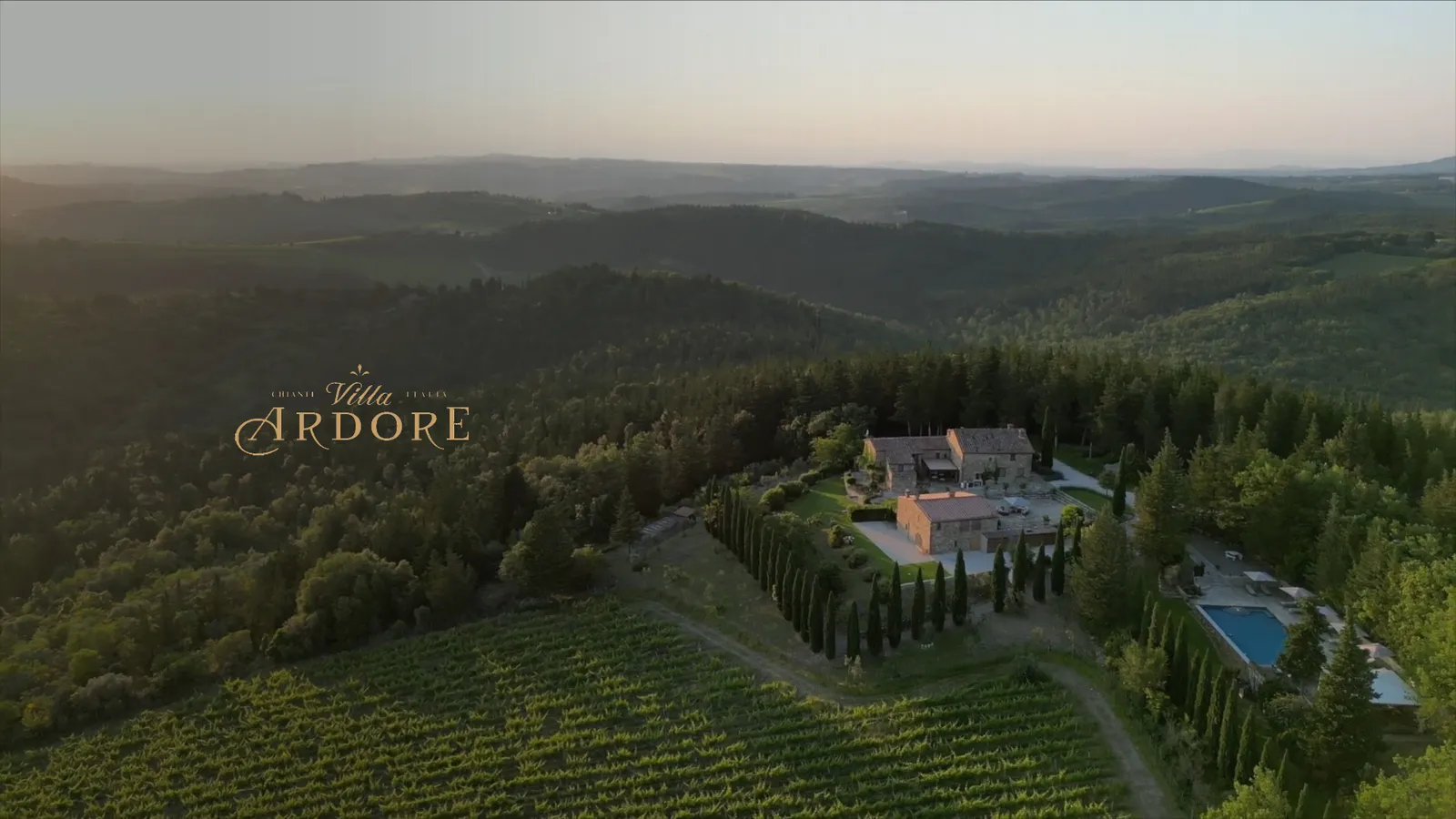 Villa Ardore vídeo corporativo hotel Chianti Toscana producción audiovisual iluminación cinematográfica